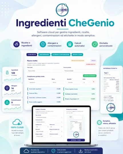 Ingredienti CheGenio™ software per ingredienti ed etichettatura