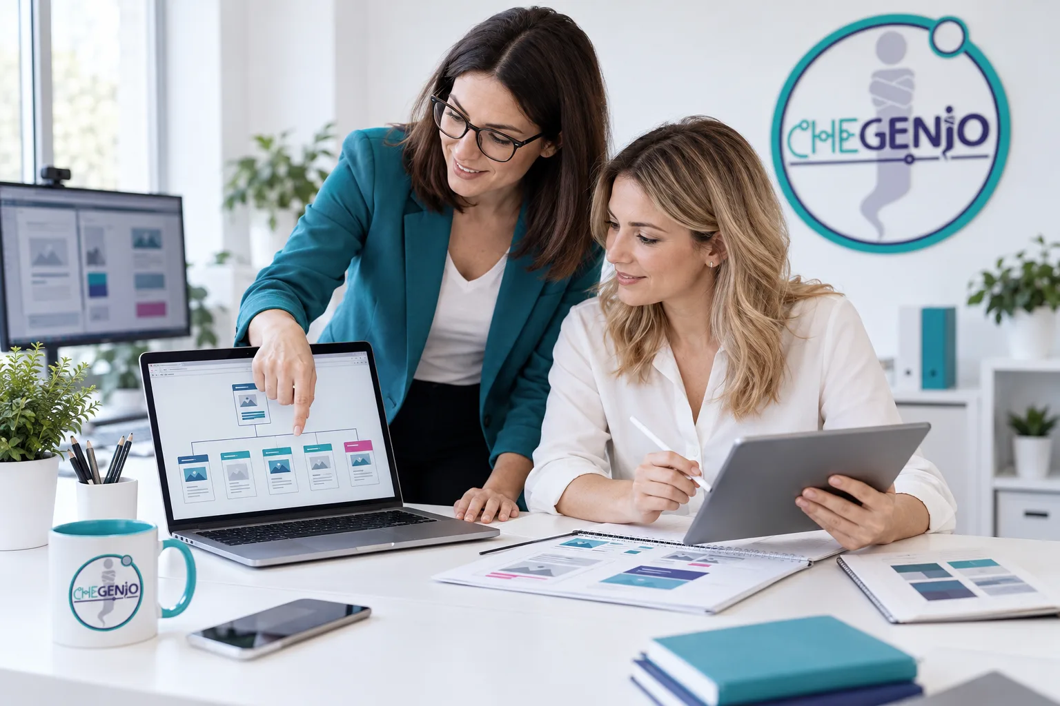 Due professionisti coordinano contenuti, newsletter e canali digitali attorno a un progetto web